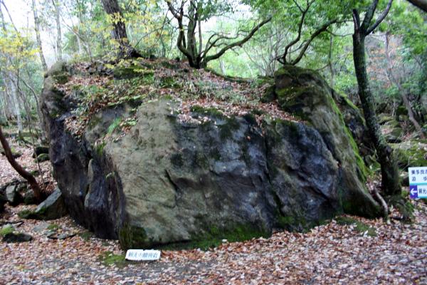 源頼光が腰掛けたと言われる大きな岩の画像