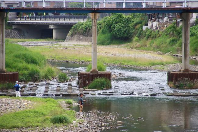 牧川の釣り人