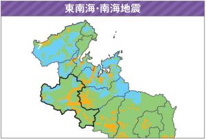 東南海と南海地震震度分布図