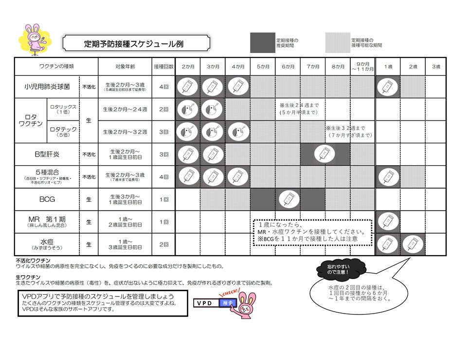 定期予防接種スケジュール例