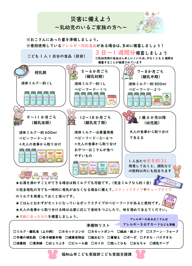 災害に備えよう〜乳幼児のいるご家族の方へ〜