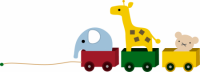 赤ちゃんが引っ張って遊ぶ木箱の列車のイラスト