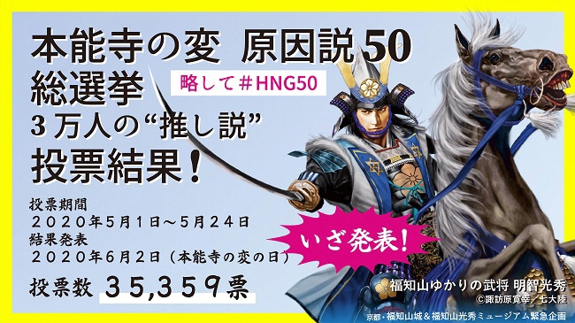 明智光秀 本能寺の変 原因説50 総選挙 3万人の 推し説 投票結果発表 Hng50 福知山市オフィシャルホームページ