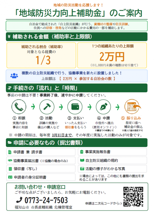 地域防災力向上補助金の表面